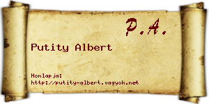 Putity Albert névjegykártya